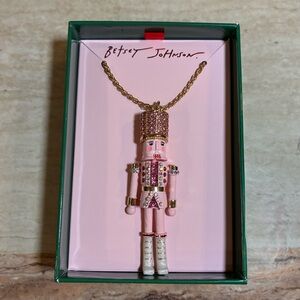 NWT Betsey Johnson Pink Nutcracker Long Pendant Necklace | Statement Jewelry